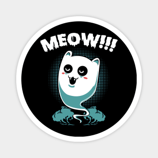 Ghost - Cute Halloween Ghost Cat Kawaii Meow Magnet